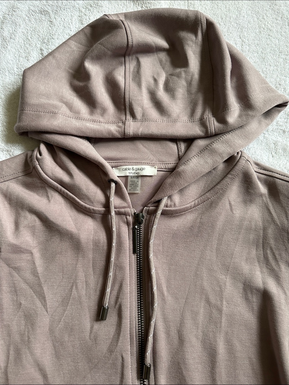 Cable & Gauge Juniors Mauve Two-Piece Zip Front Hoodie and Short Set Size S - Picture 3 of 10